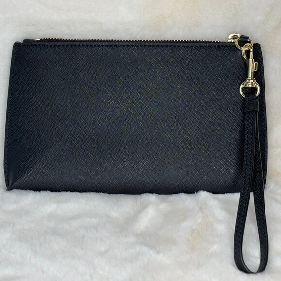 Calvin Klein Black Faux Saffiano Leather Zip Wristlet Clutch Wallet EUC - Picture 5 of 16